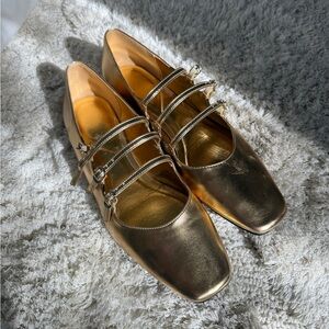 Zara Gold Ballet Flats